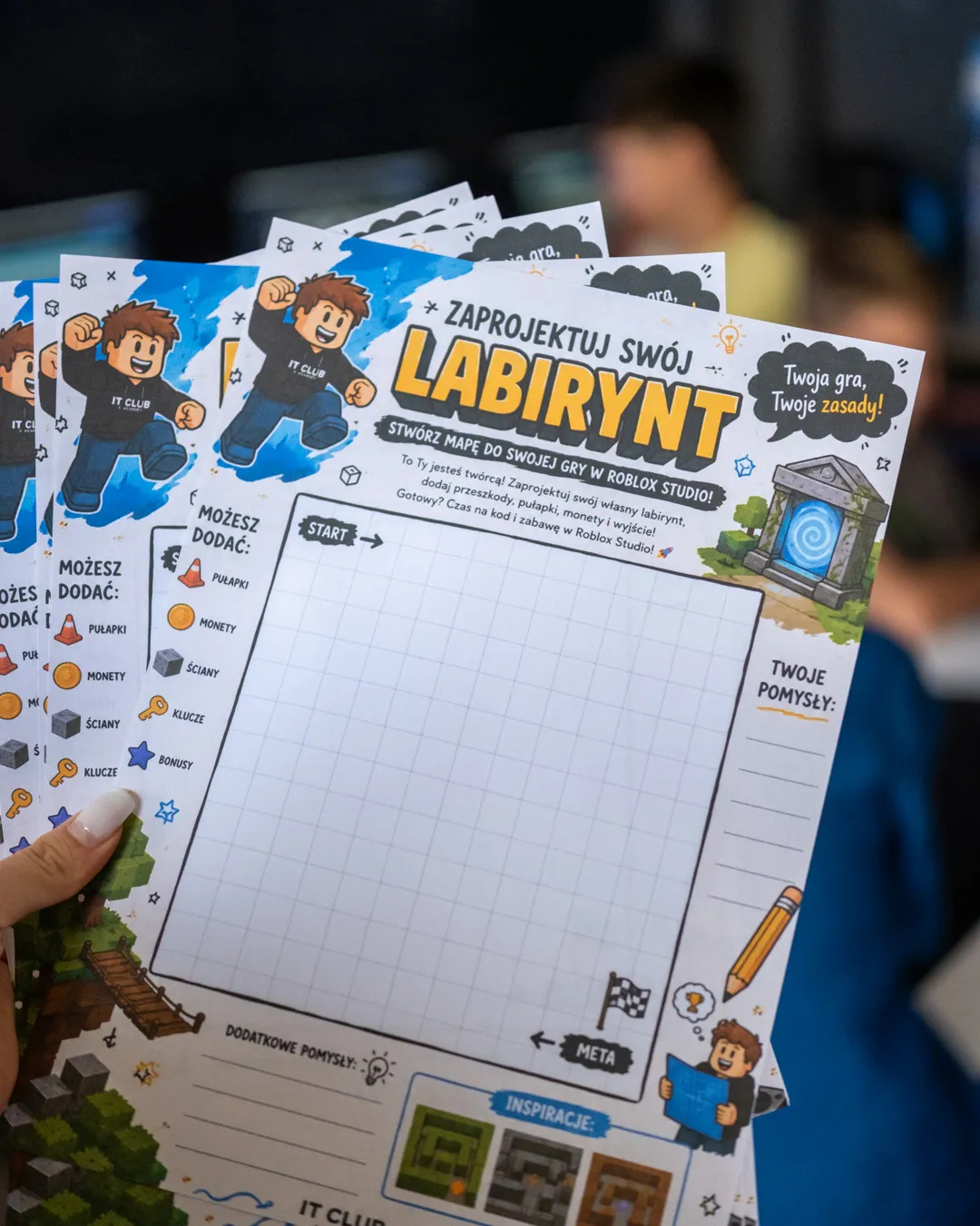Plan labiryntu ROBLOX przygotowany przed rozpoczęciem pracy na komputerze