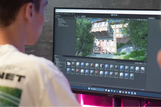 Scena i obiekty przygotowane w edytorze Unity 3D